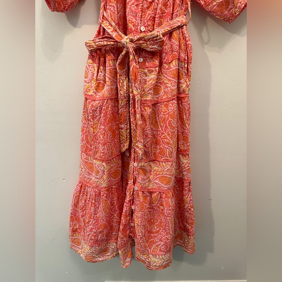 Cleobella Pink/Orange Midi Dress size Medium - Picture 8 of 9